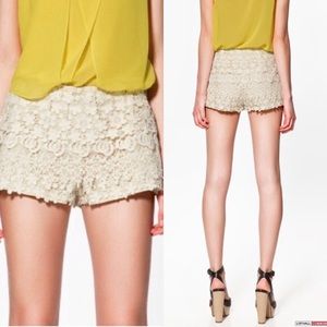 Zara Cream Crochet Shorts Sz Small